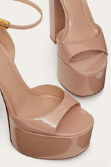 Open Toe Platform Heel Sandals Nude