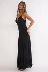 Orizel Pintuck Maxi Dress Black