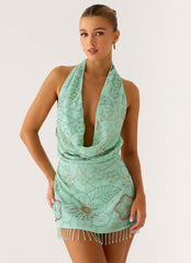 Outlaw Beaded Mini Dress Mint