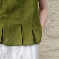 Pleated Hem Linen Top