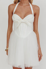 Princessa Halter Mini Dress White