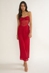 Serenella Lace Maxi Dress Red