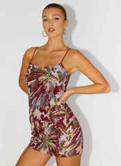 Soul Sound Sequin Mini Dress Fuchsia Floral