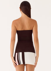Straight Lines Knit Mini Dress Brown