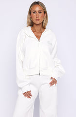 The Bride Boxy Zip Front Hoodie White