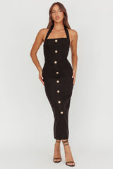 Tweedia Halter Midi Dress Black