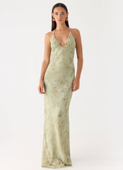 Ultra Quiet Halter Maxi Dress Green