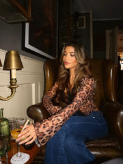 Valerie Leopard Mesh Top