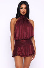 Wine Blossom Mini Dress