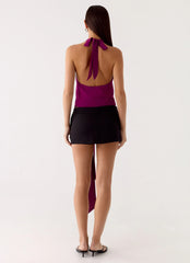 Right Back Halter Top - Maroon