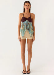 Lyrica Halter Top - Aqua Blur
