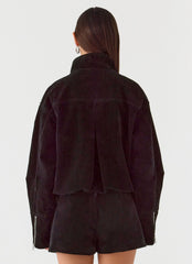 Marlow Faux Suede Jacket - Black