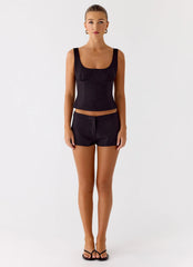 Coastline Cotton Mini Shorts - Black