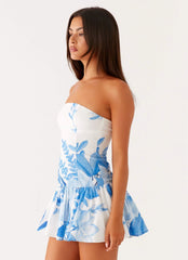 Mario Mini Dress - Blue Floral Print