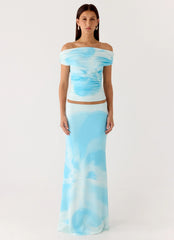 Moka Off Shoulder Top - Blooming Blue