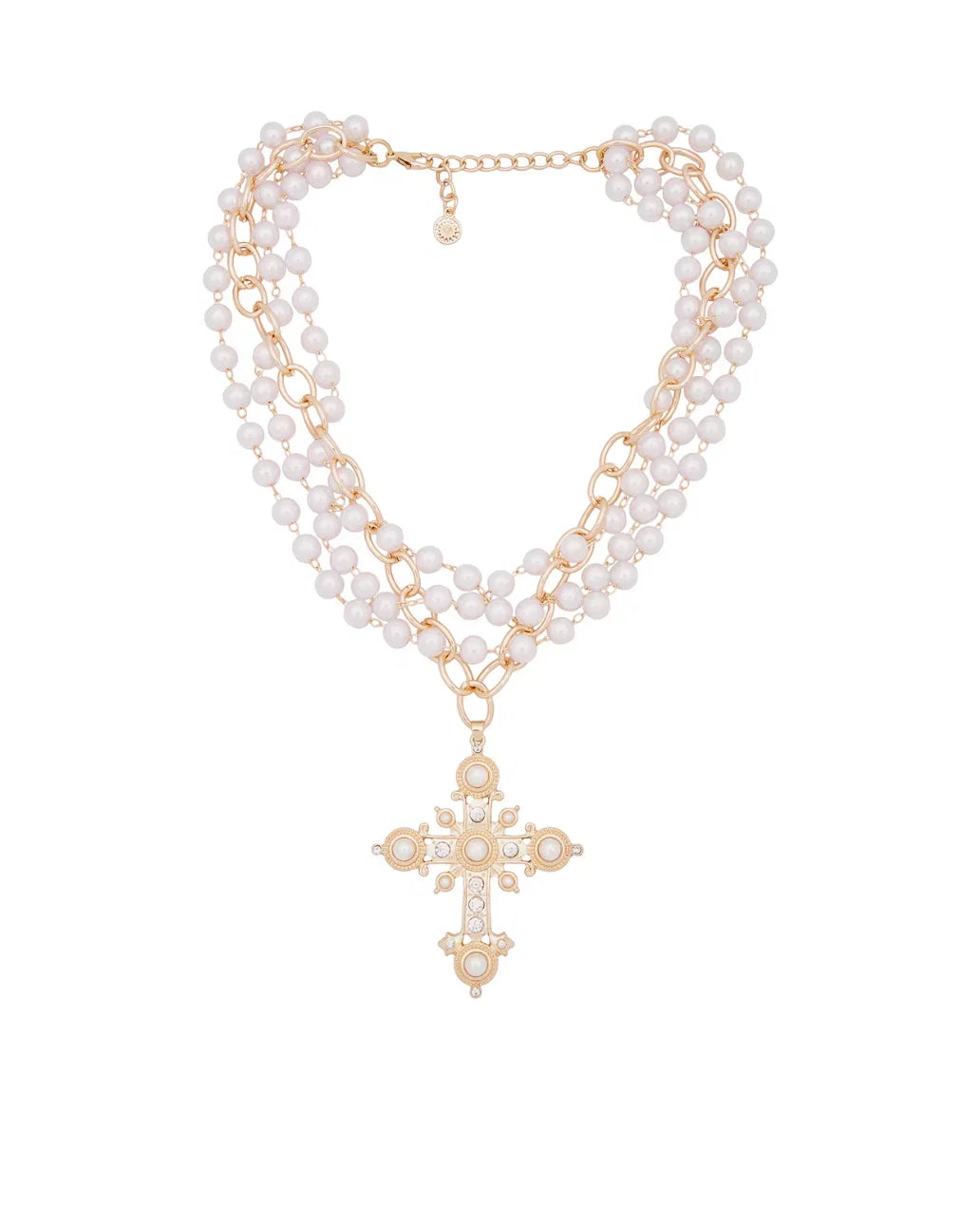 Pearl Cross Layered Necklace