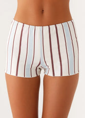 Sun'S Out Low Rise Mini Shorts - Blue Stripe