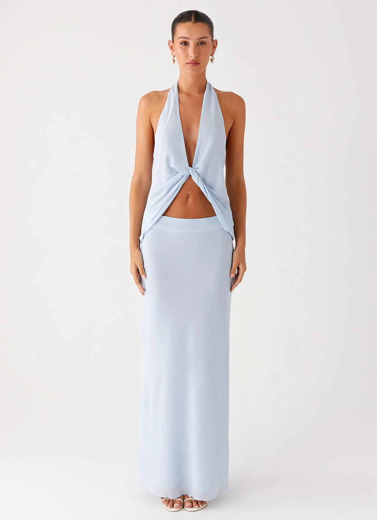Michaella Chiffon Maxi Skirt - Blue