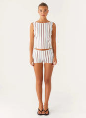 Sun'S Out Low Rise Mini Shorts - Blue Stripe