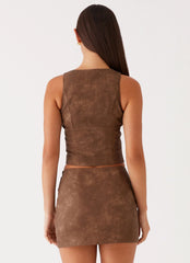 West District Pu Top - Brown