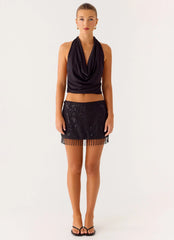 Overload Beaded Mini Skirt - Black