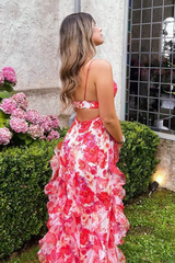 Floral Print Ruffled Maxi Dress