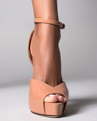 Freya Patent Leather Platform Pumps In Beige
