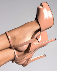 Freya Patent Leather Platform Pumps In Beige