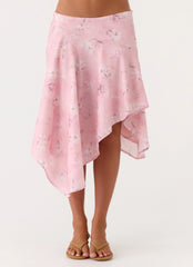 Kia Low Rise Asymmetrical Midi Skirt - Vintage Floral