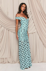 Aqua Polka Maxi Dress