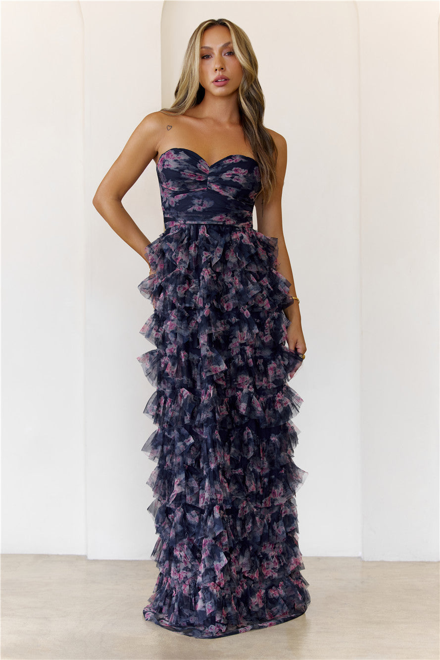 Arlette Tulle Maxi Dress Navy