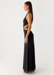 Astraeus Beaded Sequin Maxi Dress Black