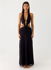 Astraeus Beaded Sequin Maxi Dress Black