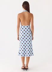 Awuku Midi Dress Blue Mocha Dot