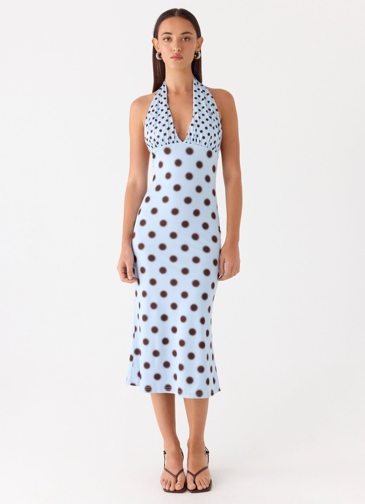 Awuku Midi Dress Blue Mocha Dot