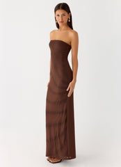Belisse Beaded Mesh Maxi Dress Chocolate