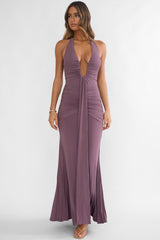 Brienna Halter Maxi Dress Mauve