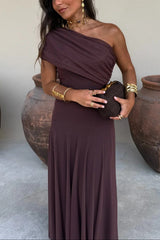 Brittany One-Shoulder Mesh Maxi Dress