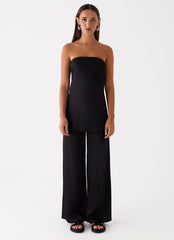 Zoey Satin Tube Top - Black