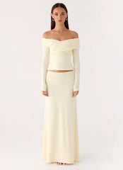 Like A Flower Maxi Skirt - Lemon Yellow