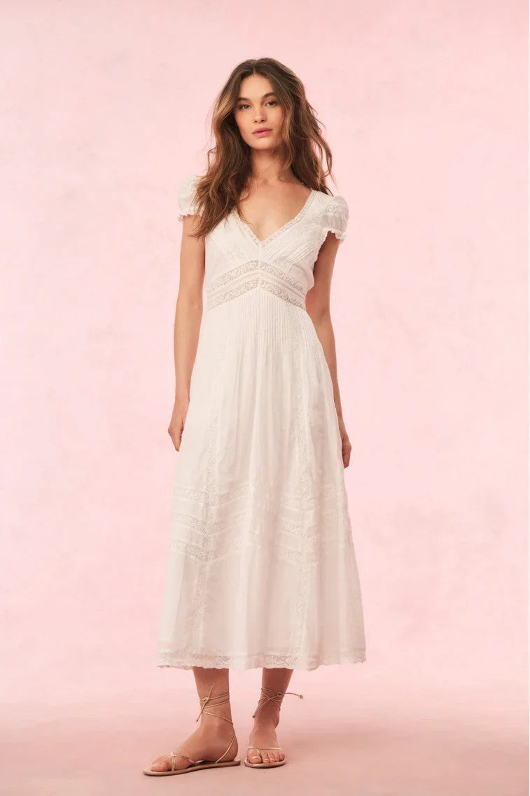 Suvi Cotton Midi Dress - White