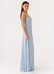 Chaniva Maxi Dress Blue Mocha Dot