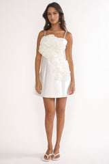 Cosmique Ruffle Mini Dress White