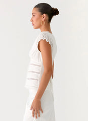 Ruann Lace Trim Top - White