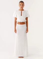 Megan Balloon Sleeve Top - White