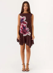 Maris Asymmetrical Mini Dress - Velvet Bloom