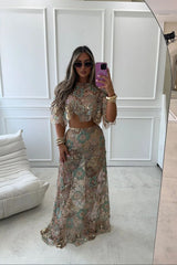 Elina Embroidered Sequin Two-Piece Set