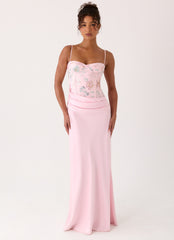 Euphoric Beaded Maxi Dress Pink