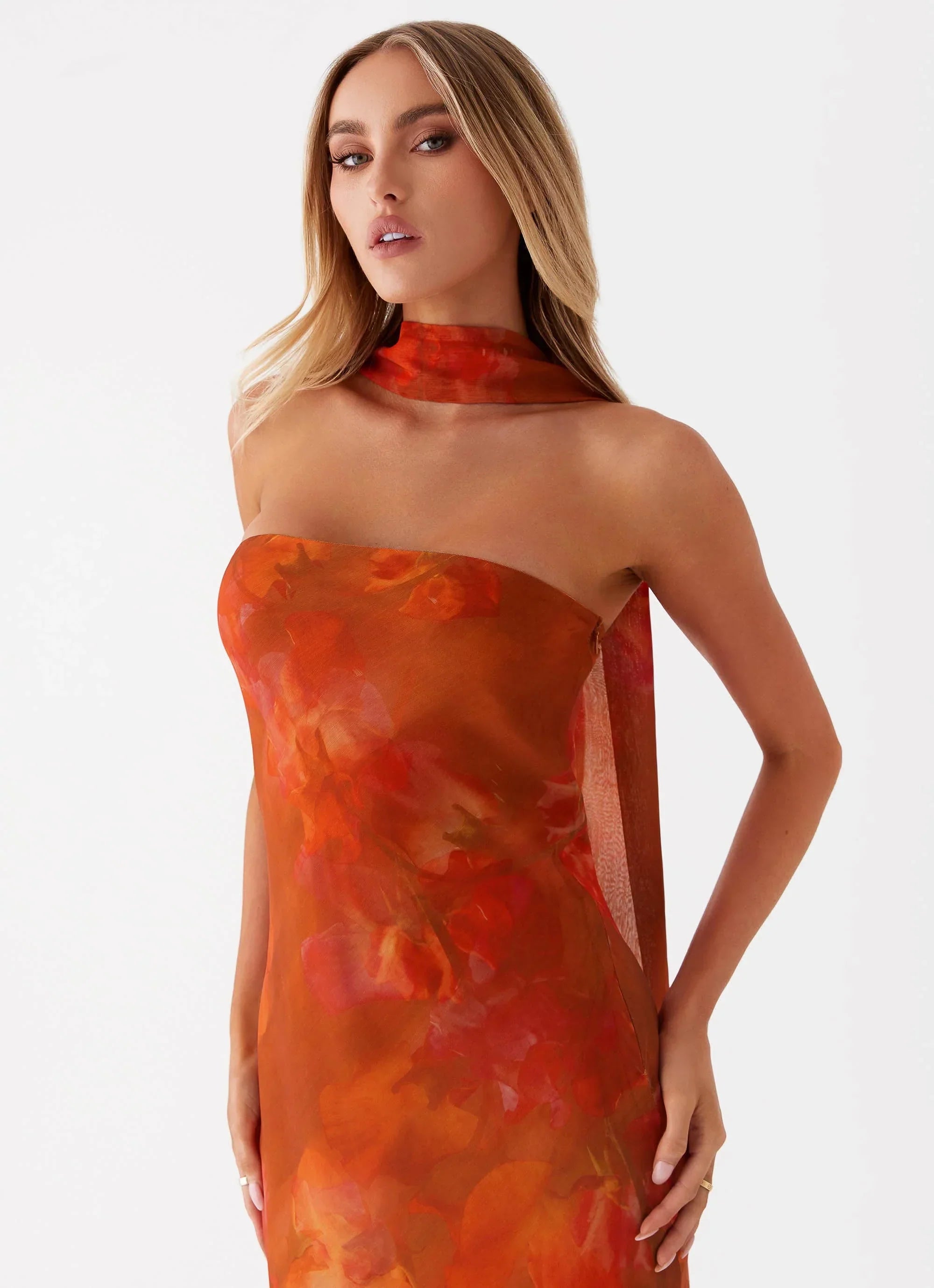 under the pagoda maxi dress Rush | Dress Featuring an elegant strapless neckline and an asymmetrical silhouette The prettiest spring dress