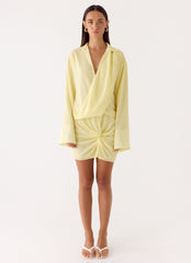 Ferretti Shirt Mini Dress Pale Yellow